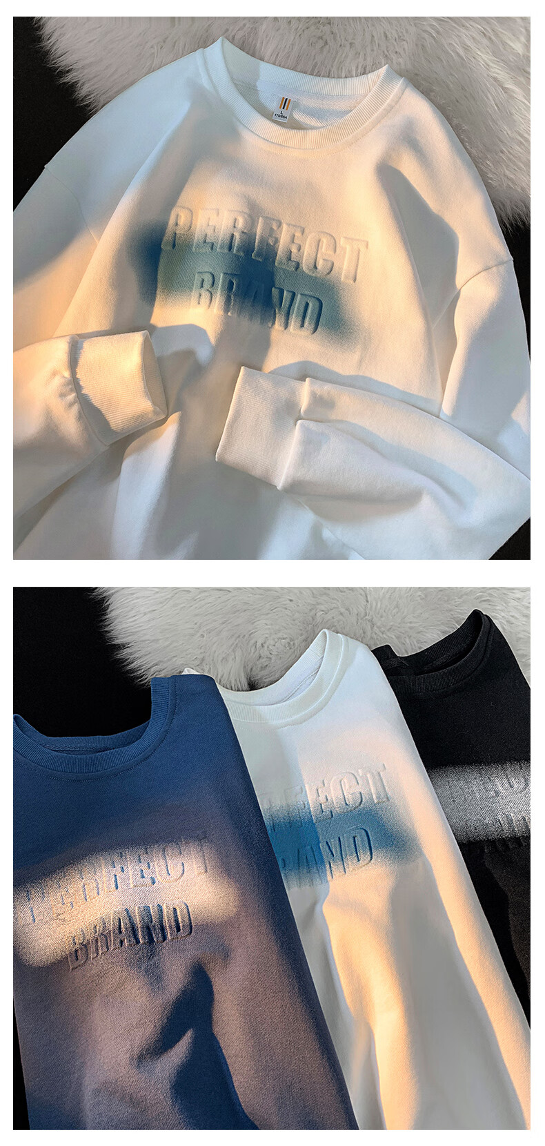 Foss Phil Men's Spring Autumn Colorblock Layered Collar Sweatshirt Casual Polo Shirt YWY1022 Glacier White XL 23