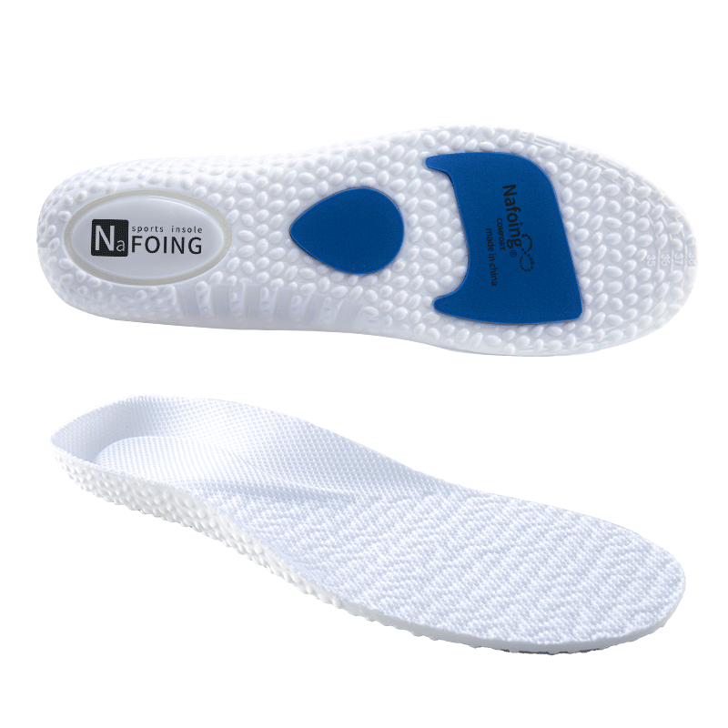 IQGD Men's Sports Insoles, Shock-Absorbing, Soft And Elastic, Odor-Resistant, Breathable for Military Training, Sweat-Absorbing, One Pair, Shock-Absorbing White, Size 41-42
