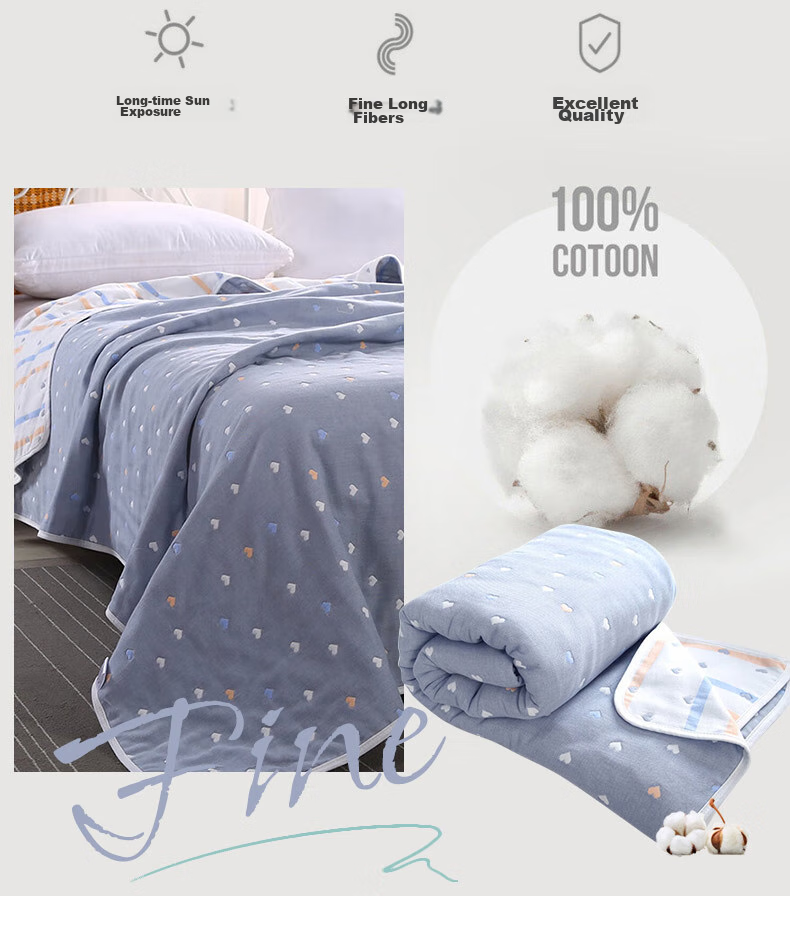 Grace Class 3A Antibacterial Six-Layer Towel Blanket, Nap Blanket, Pure Cotton Summer Air Conditioning Cover, Single Person, Aixin Gray, 150*200 5