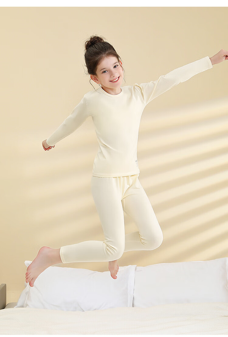 Langsha Children's Pajamas for Boys And Girls, All-Season Lycra Elastic Sleepwear for Older Kids, Baby Solid Color Youth Home Wear Underwear Set 13