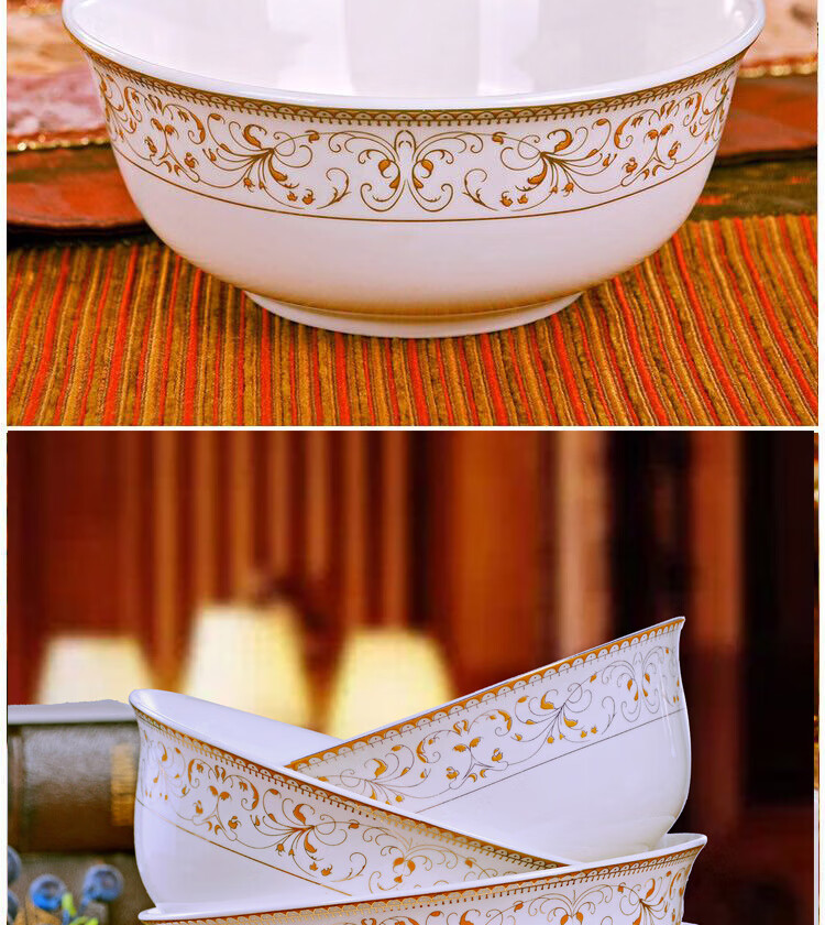 Haoya Jingdezhen 2025 Ceramic Bowl Set, Ceramic Household Rice Bowl, Gift-Giving Elegant, 6-Inch Noodle Bowl, Set of 4 6