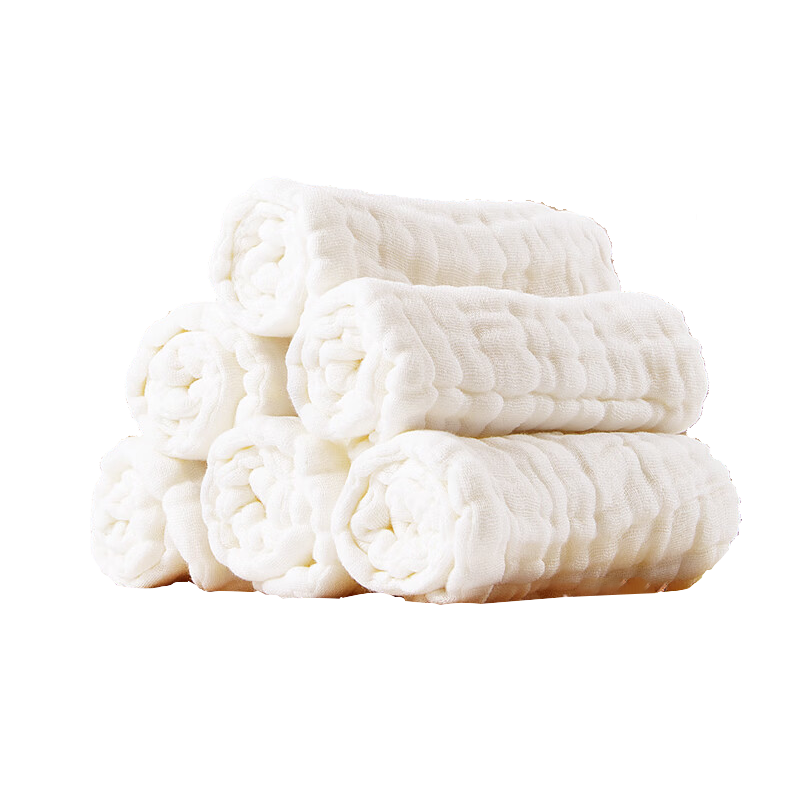 Mianzhirun Baby Gauze Diapers, Pure Cotton, 7A Antibacterial, 12 Layers [6 Pieces], Newborn Disposable Diapers, Washable, 45*17cm
