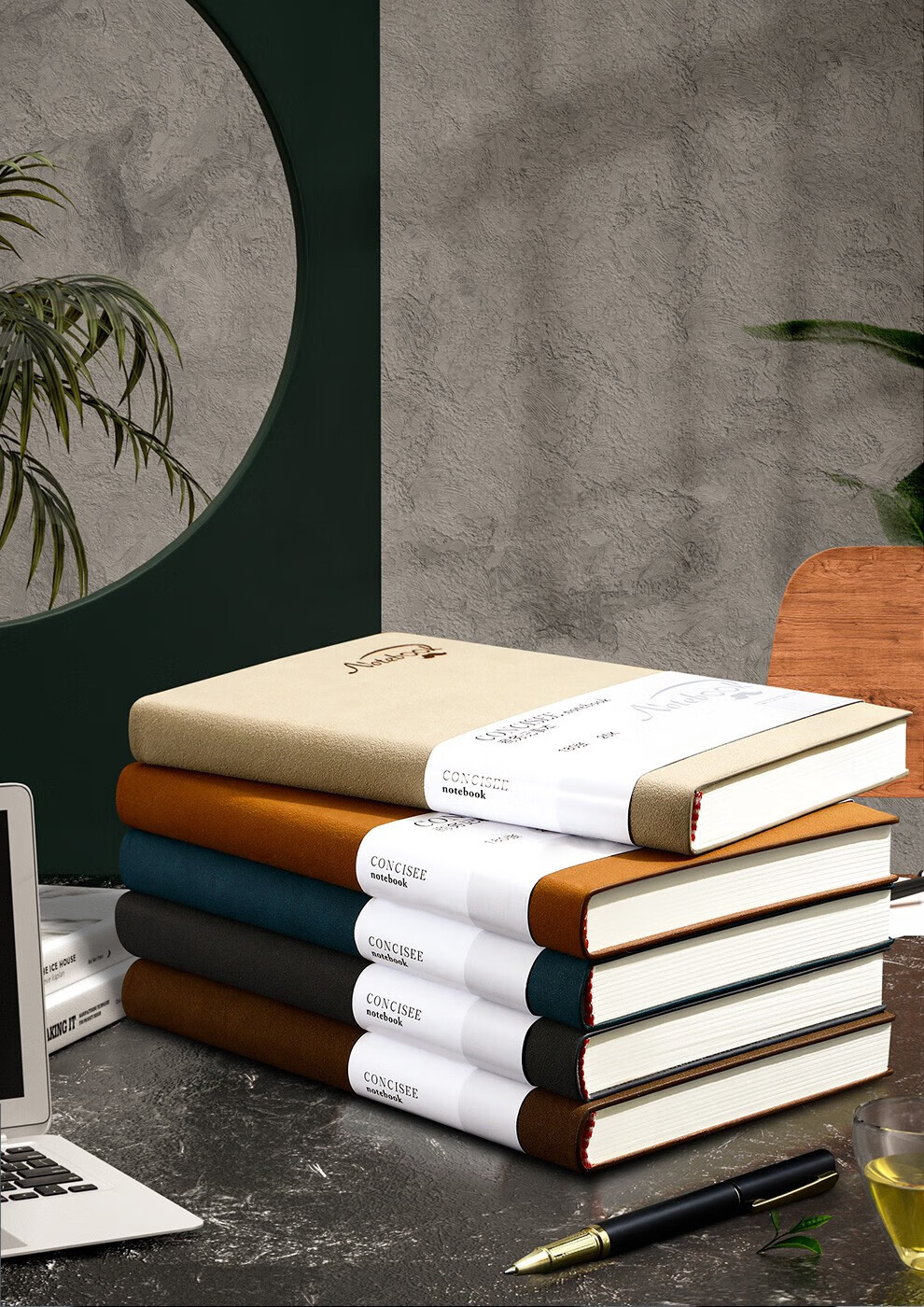 Longe 360-Page Thickened Notebook, Business Sheepskin Journal, Leather Diary, Notepad, Stationery, Meeting Record Book, Customizable Logo, A5 Light Gray 17