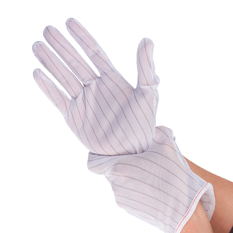 Golmud Anti-Static Gloves, Dust-Free Striped Non-Slip, Computer Assembly Work, Automatic Embroidery Thread, 10 Pairs GM605