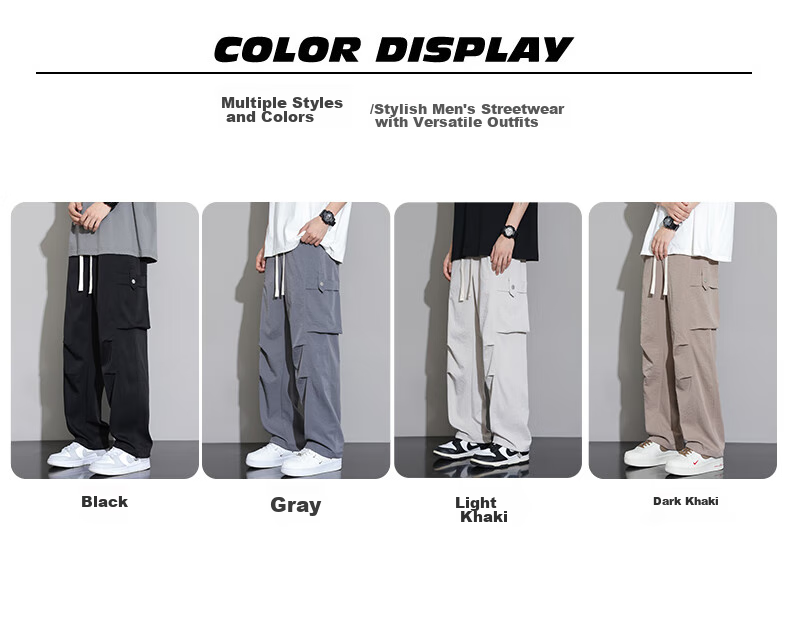 Dingfengbaoluo Casual Pants for Men, Summer Heavyweight Trendy Brand, Loose-Fitting Joggers, Fashionable Versatile Athletic Sweatpants, K602 Black 2XL 4