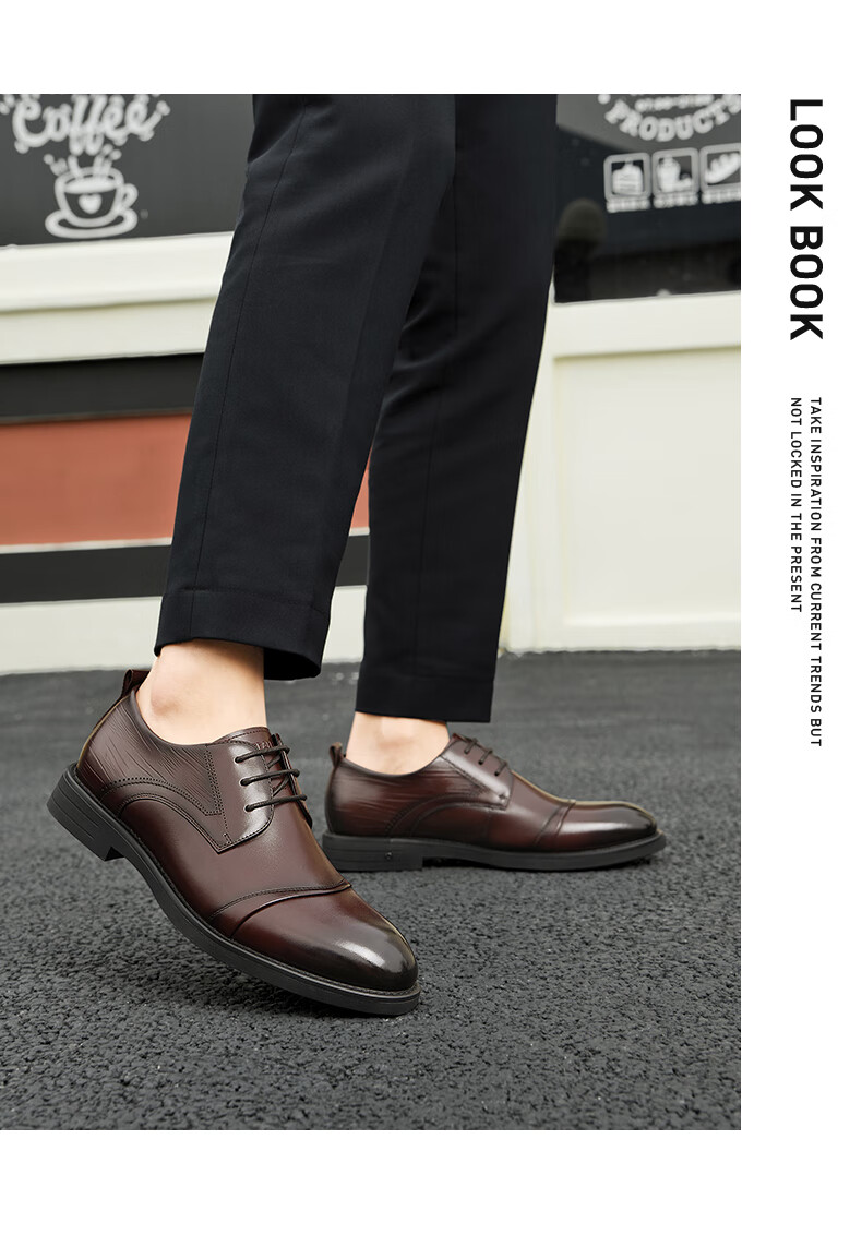 HLA Business Casual Men's Breathable Leather Derby Dress Shoes HAAPXM1EBA068 Black Size 38 8