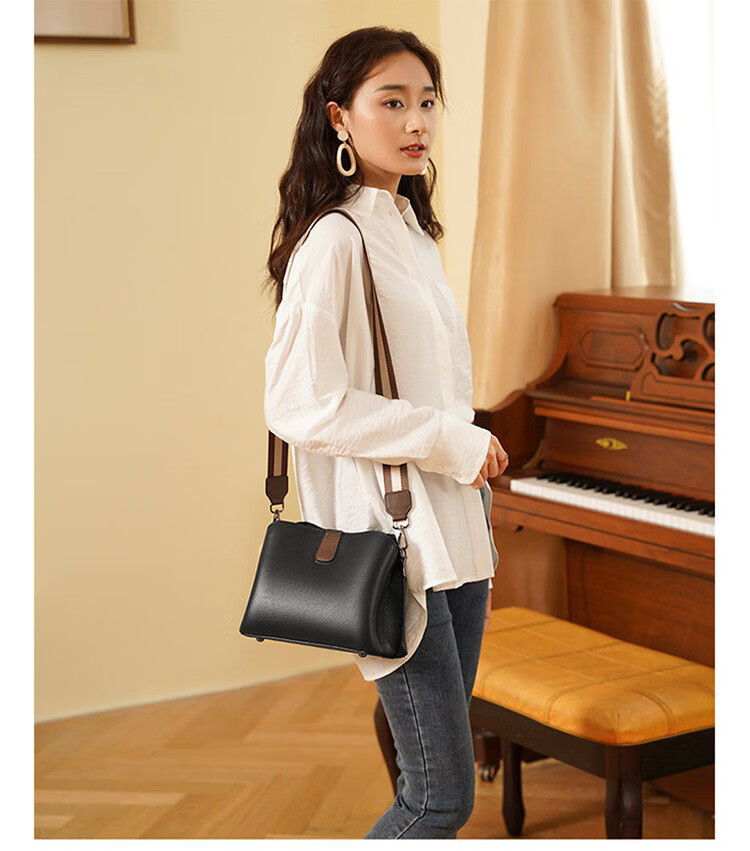 Laorentou Top-Grain Leather Women's Handbag, Large Capacity Mom Bag, Shoulder Crossbody Bag, Girlfriend Valentine's Day Gift for Wome 1