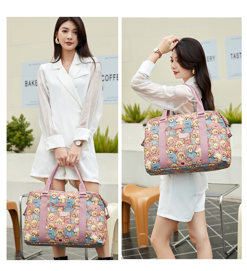 Xiaoxiongyilian Travel Bag, Original Niche Design, Shoulder Crossbody Handheld Large Capacity, Casual Canvas Fashion Trolley Functional Bag for Wome 14