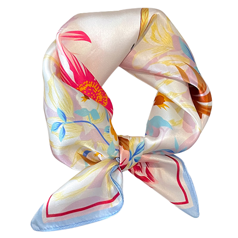 GLO-STORY Silk Scarf for Women, 53cm Mulberry Silk Small Square Scarf, French Vintage Versatile Neck Scarf, Gift Box Set WSJ334001