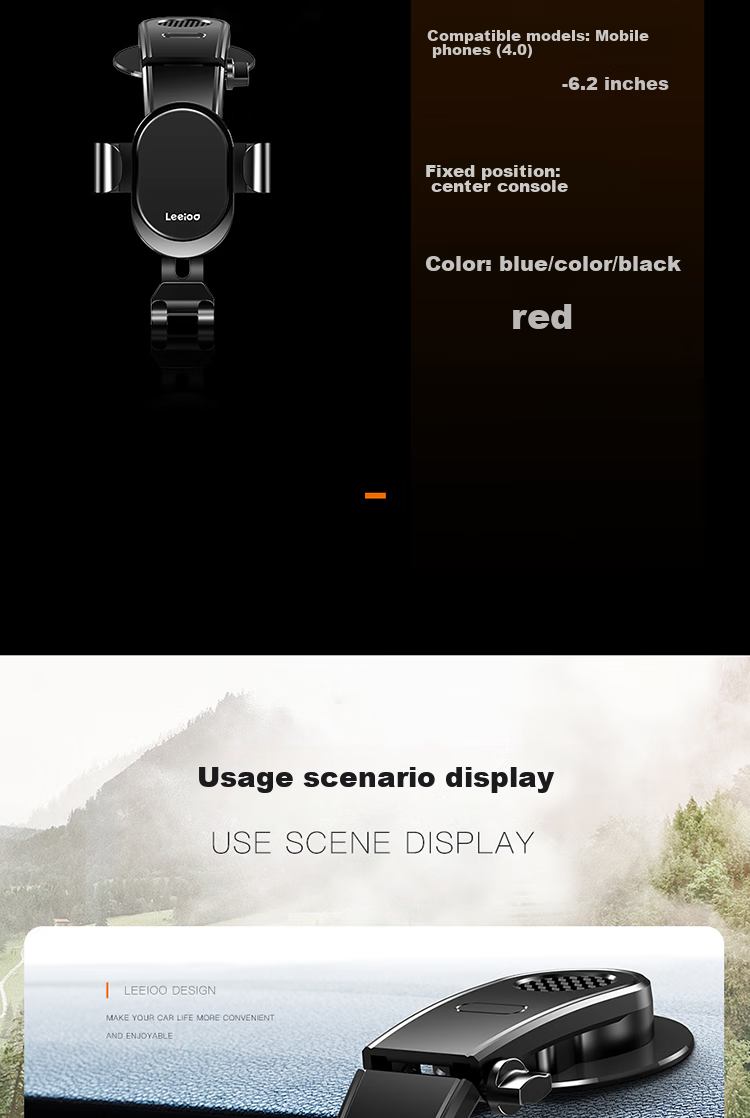 Leeioo Car Phone Holder, Universal Magnetic Gravity Sensor Suction Cup, Center Console Multifunctional Navigation Mount 15