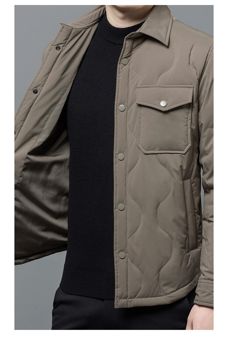 Edenbo Autumn Winter Men's Down Jacket Turn-down Collar Workwear Casual Warm Coat Dark Gray 1175/92A (L) 3