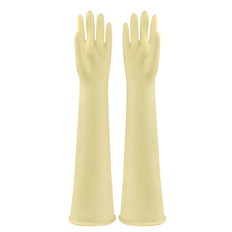 Maozheng Industrial Latex Gloves, Protective Rubber, Acid And Alkali Resistant, Waterproof, Non-Slip, Wear-Resistant, Extended Length, Thickened Protection, 30cm Yellow 8