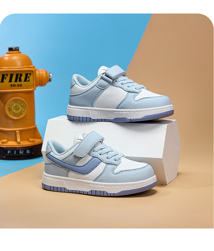 SNOOPY Children's Sneakers, Boys And Girls Sports Shoes, Casual Low-Top Fashionable Versatile Skateboard Shoes, 0301 Blue, Size 28 7