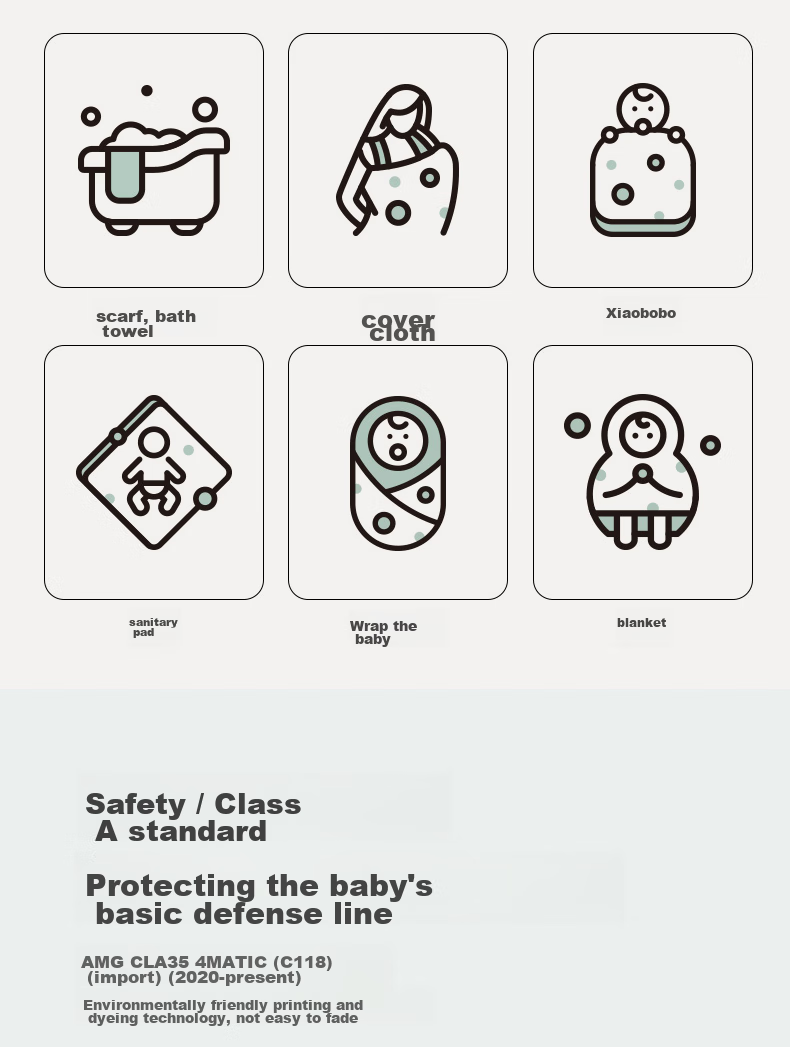 GB Baby Towel Cotton Six-Layer Gauze Blanket 7A Antibacterial Gauze Towel 115*115 Gift Box 13
