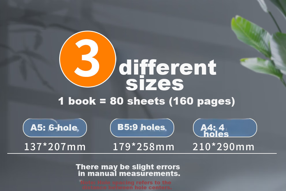 Longe A5 Loose-Leaf Notebook Refill, 6-Ring Refill Paper, Replacement Pages for Notebooks, Thickened 95g Lined Refill Paper, 80 Sheets/book, Customizable 3