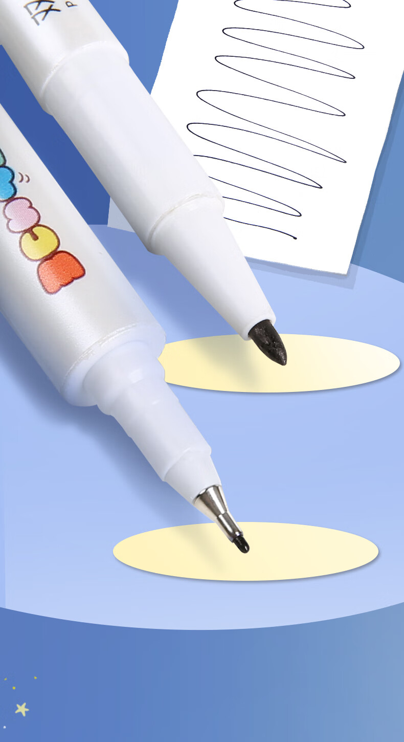 Disney Dual-Tip Fine Line Markers, Black, Oil-Based, for Art And Signing, Suitable for Children And Students, 10 Pcs/box Drawing Pens 8