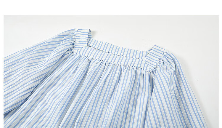 Dme Lantern Sleeve Striped Blouse Women's Top, Navy Blue, S 13