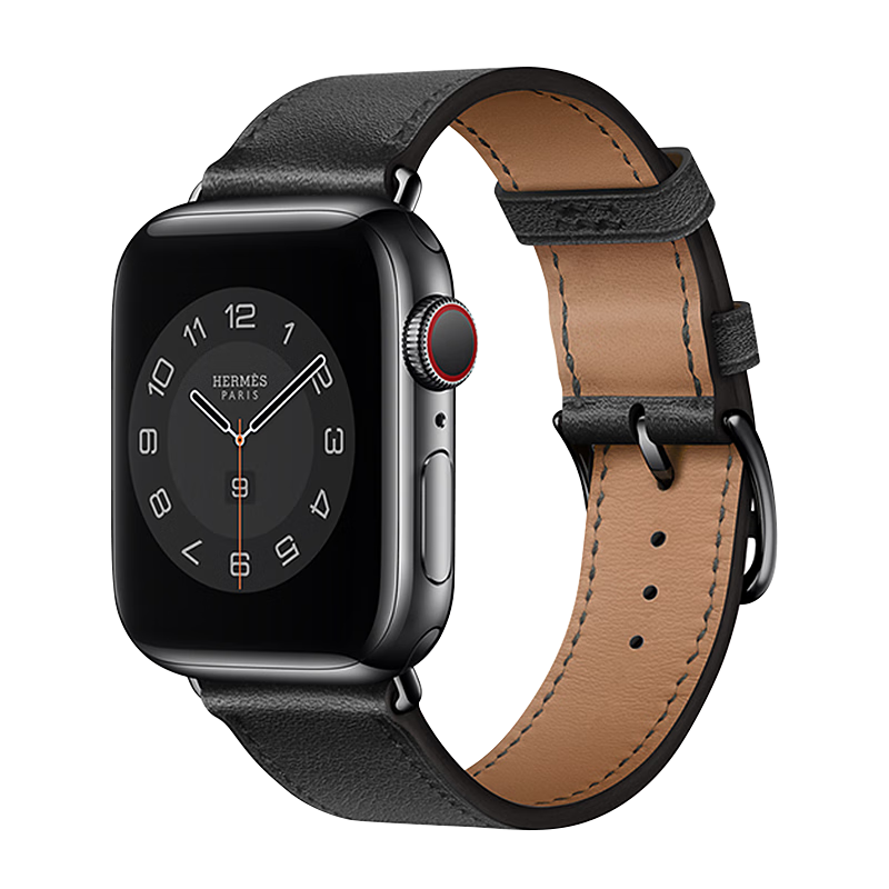 MSSM Compatible Apple Watch Band, Hermes Style IWatch S12 Cowhide Genuine Leather Strap for Ultra4/S11/10/9/Se3, Black, 38-42mm