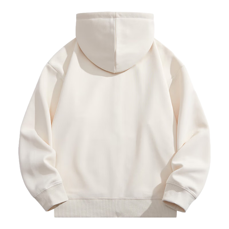 Chaersitaoxin [Wang Churan's Choice] Fleece-Lined Hooded Cardigan Sweatshirt for Men And Women, Simple Casual Jacket, Light Khaki, 2XL