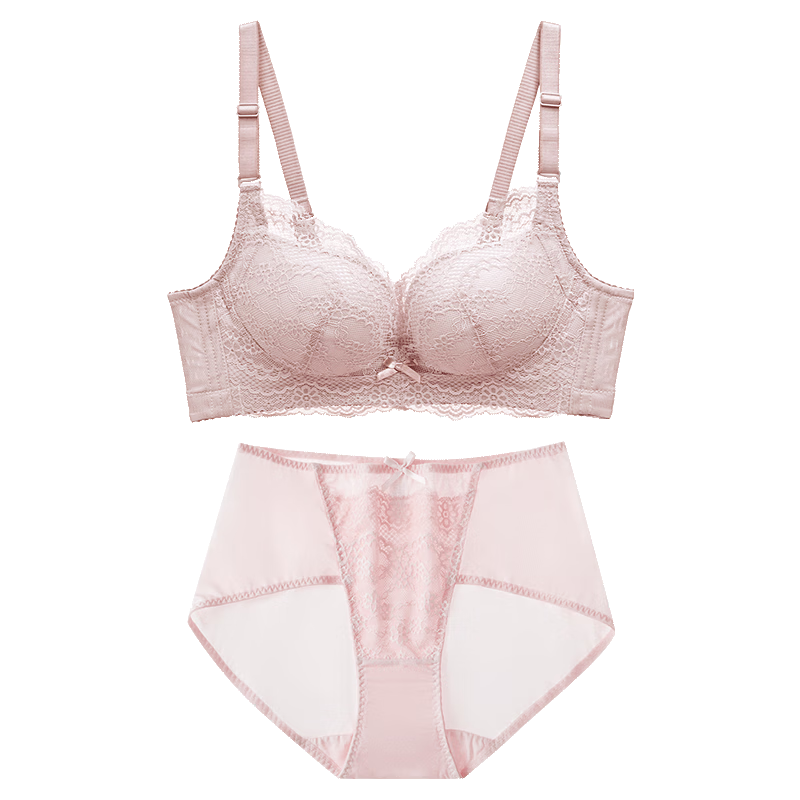 Dushiliren Women's Wireless Breathable Bra, Patented Side Push-Up And Gathering Brassiere, Lace Sexy Bra Set 2B25W2