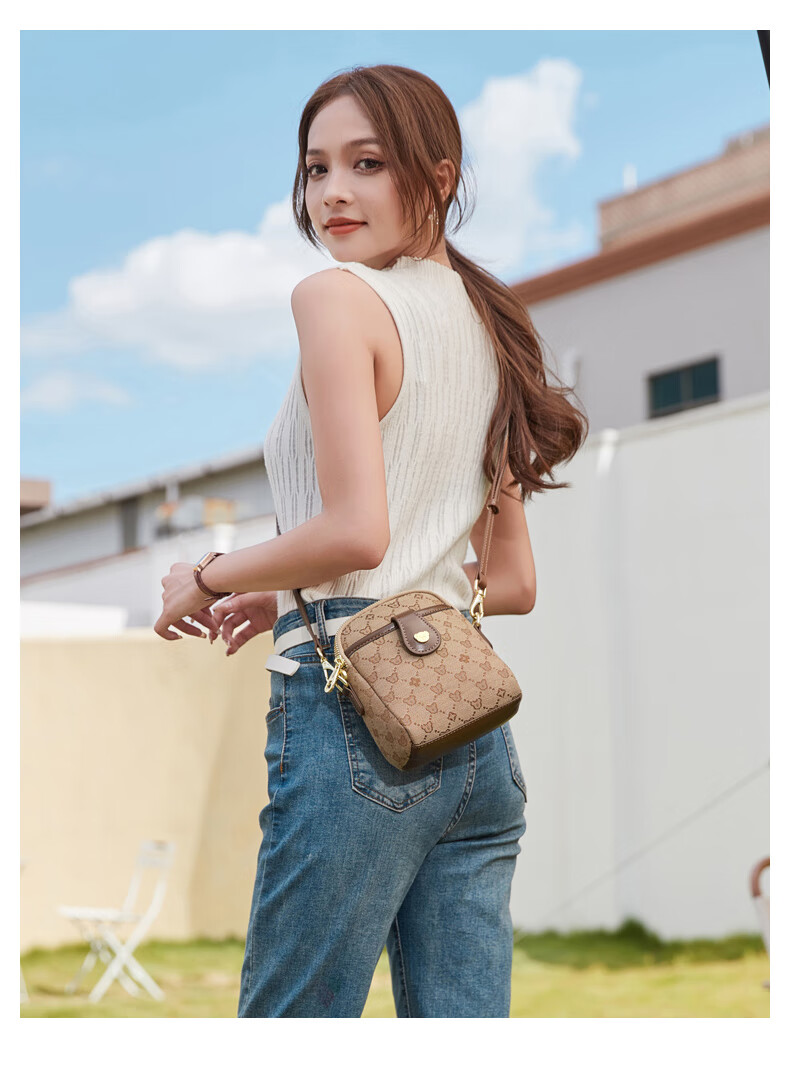 Xiaoxiongyilian Shoulder Crossbody Mini Bag for Women, Phone Pouch, Fashionable Versatile Mini Handbag, Printed Bucket Bag, Valentine's Day Gift 12