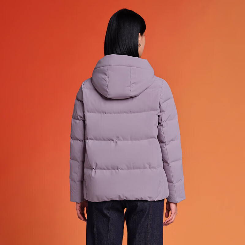 Tanboer Women's Short down Jacket, Autumn And Winter Hooded Loose Warm Coat, Thick TD236356, Zhiban Purple, Size 170