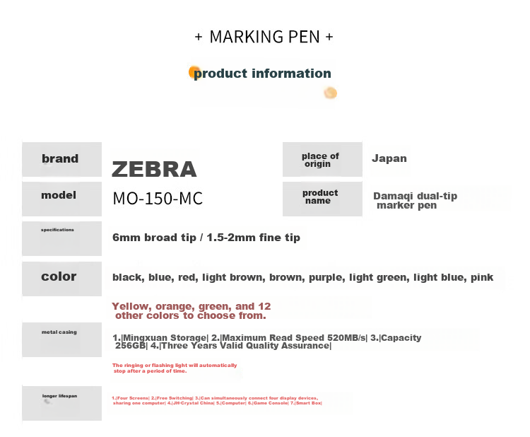 ZEBRA Double-Ended Marker Pen, Oil-Based Marker, Logistics Chalk Pen, Signature Marker, MO-150, Light Green, Single Pe 9
