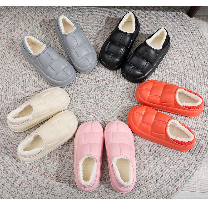 GUOLUOFEI Thick-Soled Cotton Slippers for Men And Women, Outdoor Waterproof Non-Slip Indoor Comfortable Heel-Covered Cotton Shoes, Gray, Size 40-41 16