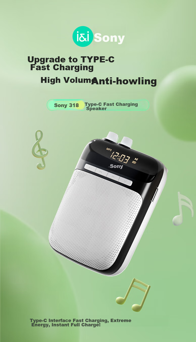 Soaiy S318 Mini Amplifier for Teachers, USB Flash Drive TF Card Microphone Speaker Anti-Scream Tour Guide Bluetooth Speaker Teaching Gift TYPE-C Gold 2