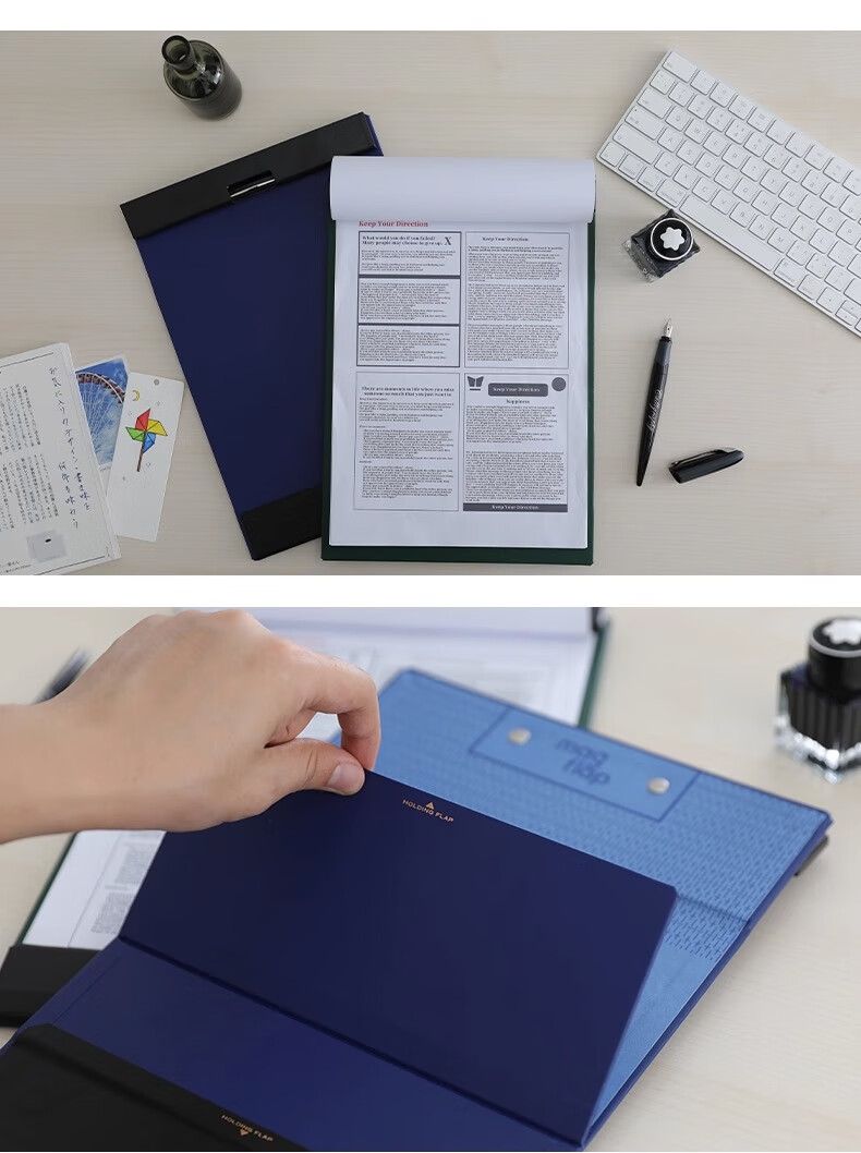 KINGJIM MAGFLAP Magnetic Clipboard Writing Folder Board Clip Office Supplies Strong Clip Writing Pad A4 Vertical Version 5085GS Blue 5