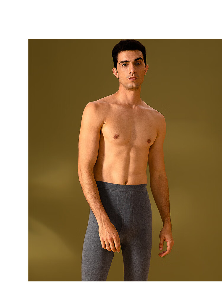 Hodo Men's Pure Cotton Thermal Underwear, 2-Pack Elastic Base Layer Long Johns, Warm Pants, Gray + Black 17