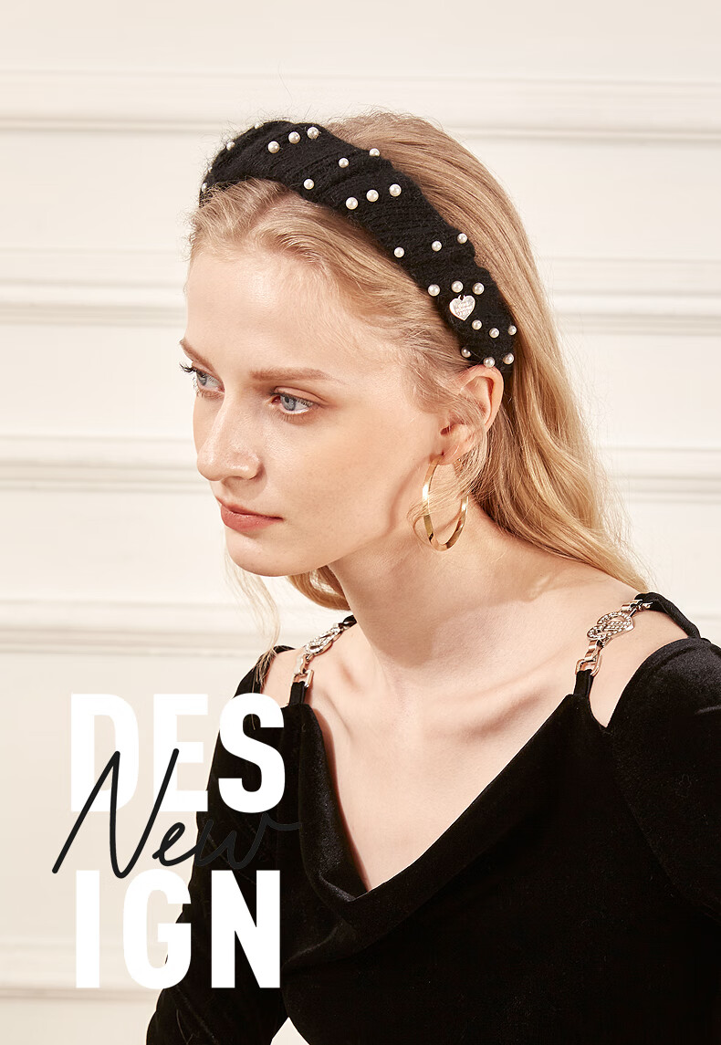 ELLE Headband for Women, French-Style Fashionable Versatile Wide-Brimmed Hair Band with Pearl, Gift for Girlfriend on Mid-Autumn Festival 2