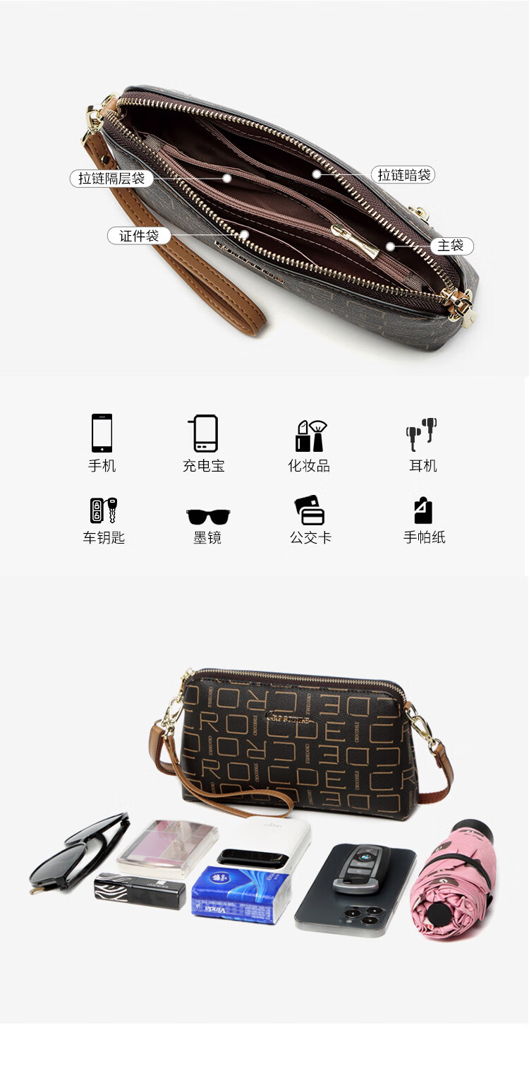 CROCODILE Goddess Festival Vintage Floral Letter Simple Crossbody Women's Handbag, Casual Underarm Bag, Shoulder Bag for Wome 9