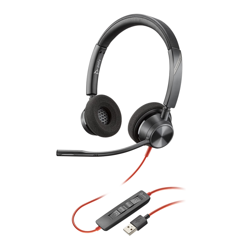 PLANTRONICS Poly C3320-M Customer Service Office Noise-Cancelling Headset, Call Center Agent Headphones, Telephone Conference Headset (Teams Version USB-C/A Integrated Interface)