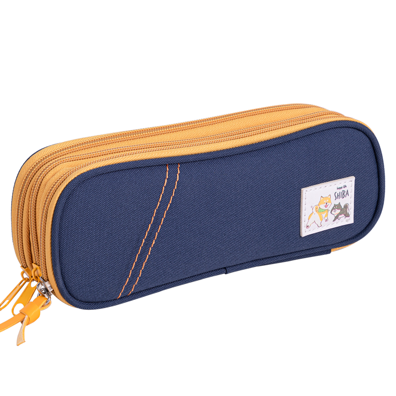 Deli Large Capacity Three-Layer Student Pencil Case, Cute Shiba Inu Series Pencil Box, Multifunctional Stationery Pencil Storage Box, Blue Gift for Boys And Girls, Back-To Supplies
