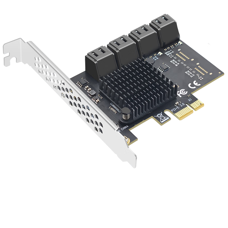 EB-LINK PCI-E to SATA 3.0 Expansion Card, 8-Port Desktop Computer Internal SSD Adapter Card, Can Be Used As System Disk, Plug-And Optical Fiber Channel Card