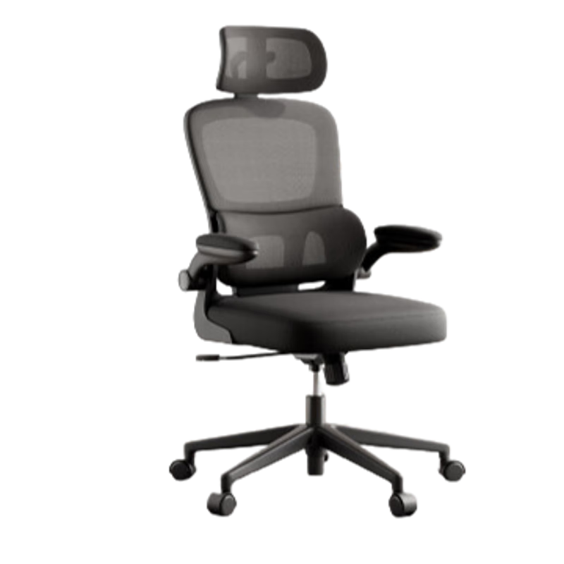 Deli Fold Series Ergonomic Double Back Chair, Armrest Folding Bedroom Storage Home Chair, Black