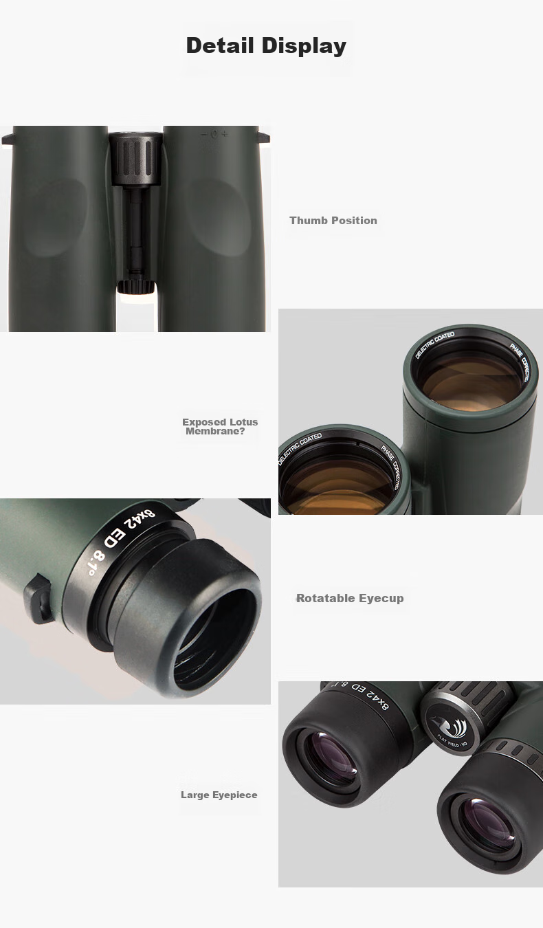 BOSMA Honghu 8X42 Flat Field ED Lens High Magnification High Definition Nitrogen-Filled Waterproof Binoculars for Smartphone Photography, High-End Telescope 11