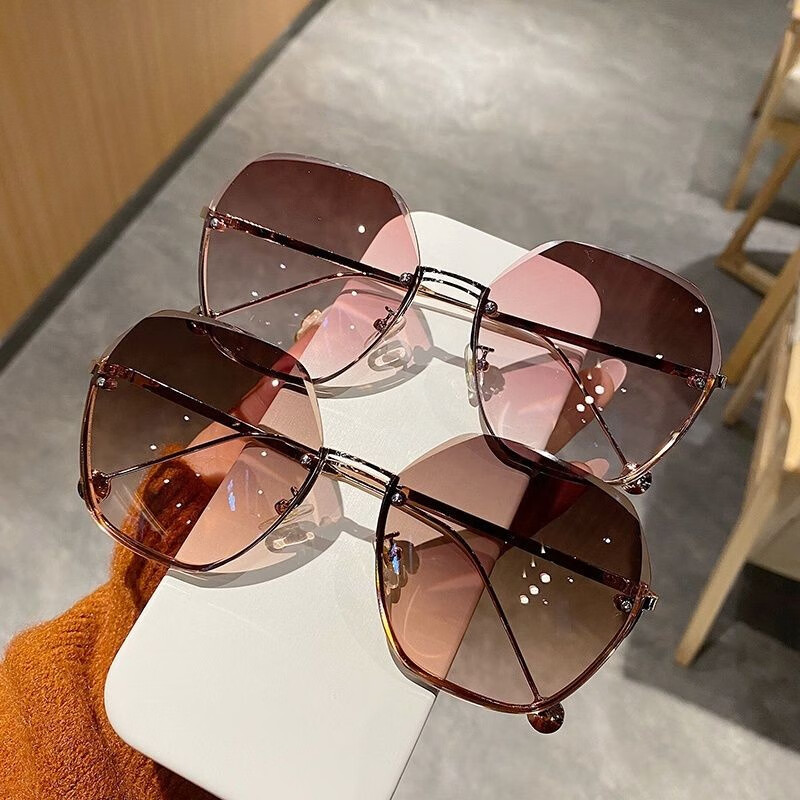 LESCA LUNETIER Trendy Women's Internet Celebrity UV Protection Sunglasses Gradient Blue for Qixi Festival And Father's Day 4