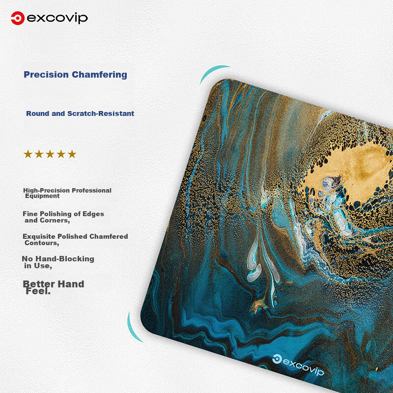 EXCO Glass Mouse Pad, Photovoltaic Professional E-Sports Gaming Mouse Pad, Hard Colorful Pad, Computer Office Laptop Small And Medium Size 250*200mm, Gold Marble 0094 5