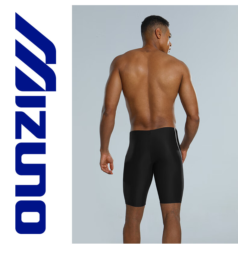 MIZUNO Men's Swimming Trunks, Quick-Drying, Anti-Embarrassment, Large Size, Sports Shorts, Swimming Goggles, Swim Cap, Swim Bag, Four-Piece Set, 1124 Black XL 14