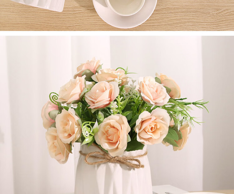 Shengshitaibao Artificial Flower Arrangement, Silk Flowers for Decoration, Floral Design for Dining Room, Entrance Hall And Living Room Ornaments, Fresh And Simple Style, Blue Color, 18cm 11