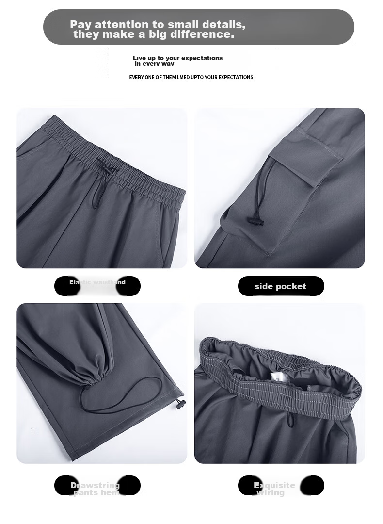 LangSha American-Style Parachute Cargo Pants for Women, Summer Ice Silk High-Waist Wide-Leg Loose Casual Quick-Dry Outdoor Sports Pants 13