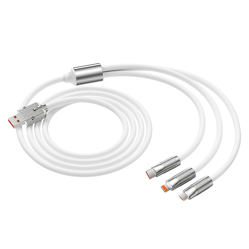 BIAZE Three-In Charging Cable for Type-C, Android, And IPhone 14/13, Huawei, Xiaomi, Honor Phones, Car Charger, 1.88 Meters