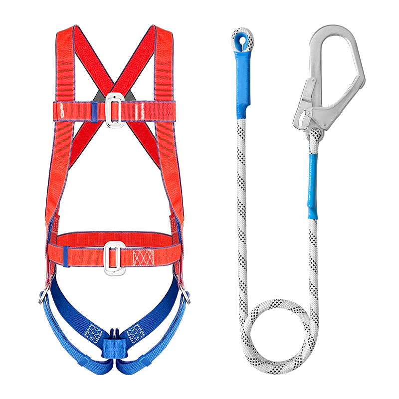 LPT Five-Point Safety Harness High-Altitude Work Half-Body Belt Double Hook Construction Site Wear-Resistant Safety Rope Set Five-Point Single Large Hook 3 Meters