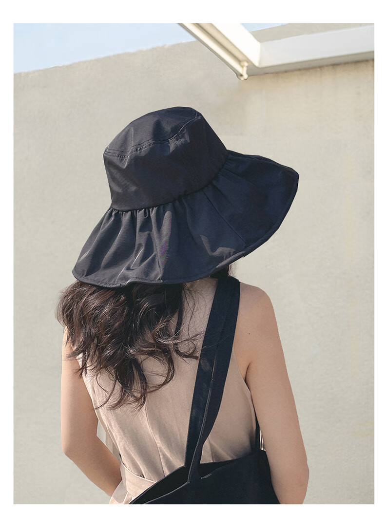 XUEXIMAN UV Black Gel Sun Protection Hat for Women, Summer Face-Covering Sunhat, Wide Brim Fishing Hat for Cycling 9