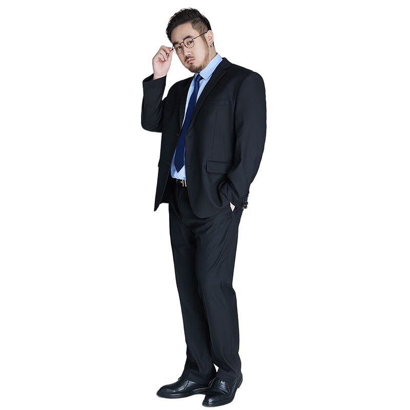 Ayoupang Large Size Suit for Men, Business Wedding Groom's Formal Wear, Navy Blue Single Suit, 4XL/195 (195-210 Jin)