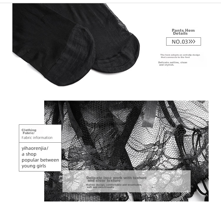 LangSha Garter Stockings for Women, 2 Pairs, Sexy And Seductive, Crotchless Thigh-High Stockings, Lace Hollow Pantyhose 16