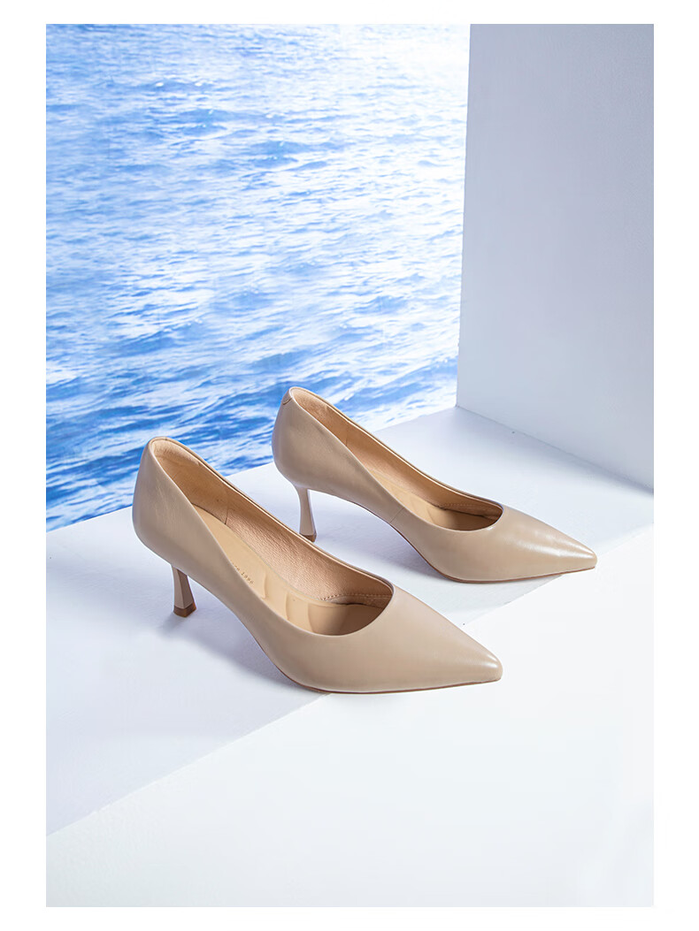 COMELY Women's Single Shoes, Spring Thin Heel Pointed Toe High Heels, Sheepskin Soft Comfortable Sole, Simple Professional Work Shoes, Black, Size 36 15