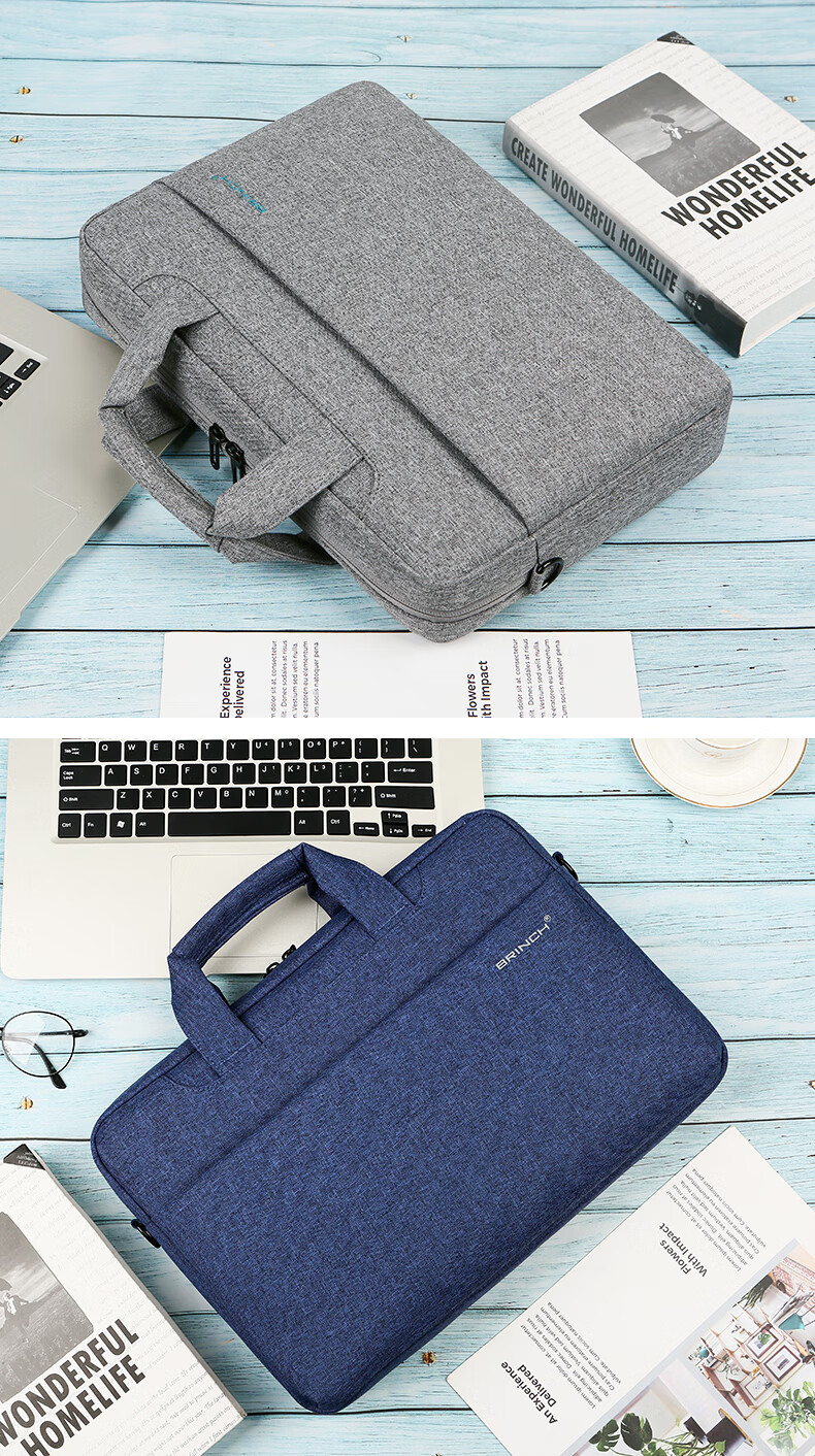 BRINCH Laptop Bag, 15/16 Inch Business Travel Handheld Shoulder Bag, Suitable for Apple And Huawei Laptops 12